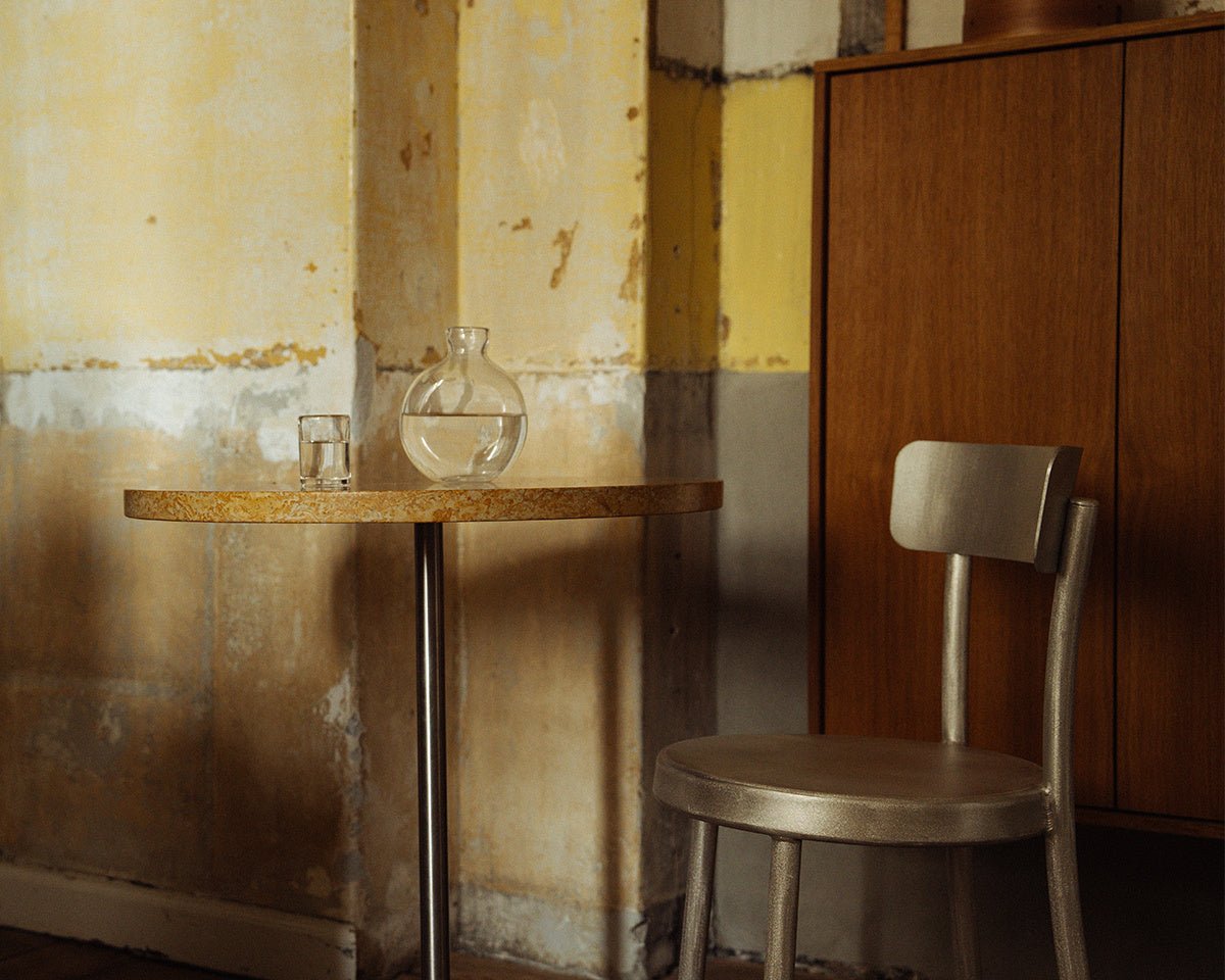 Table 57 - Yellow Limestone / Stainless Steel - Ø70 - Dining Tables - Frama