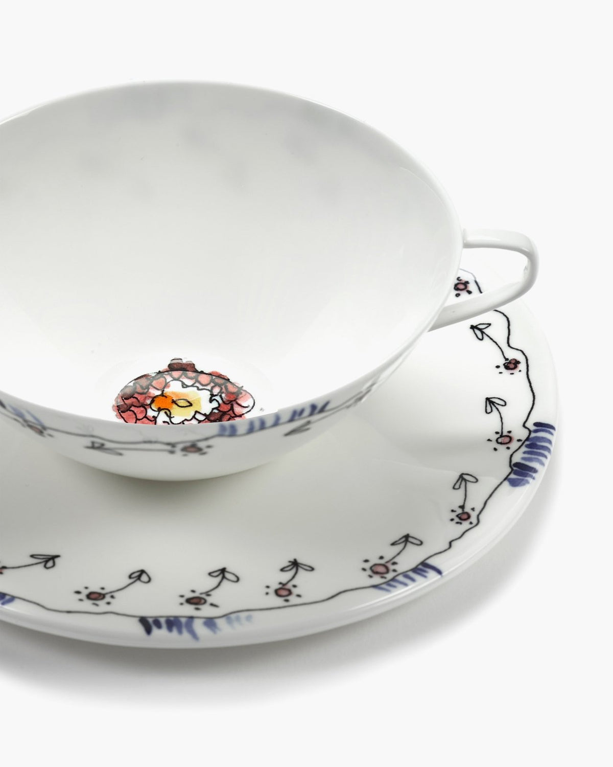Tea Cup with Saucer 2 - Set Giftbox - Anemone Milk Midnight Flowers - Geschirr - Serax x Marni